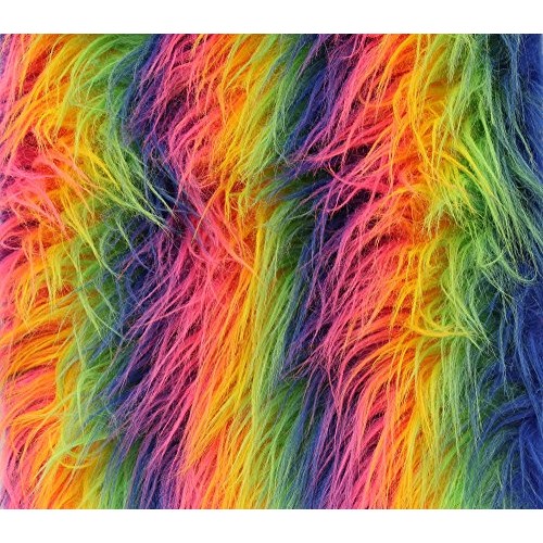 Faux Fur Fabric Long Pile Gorilla Rainbow Stripes / 60 Wide/Sold ...